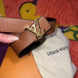 LV leather reversible belt